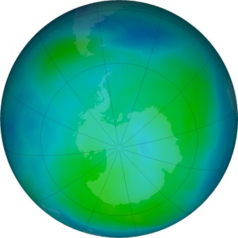 Antarctic ozone map for 2025-03